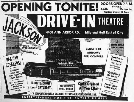 Jackson Drive-In Theatre - Old Ad From Ron Gross